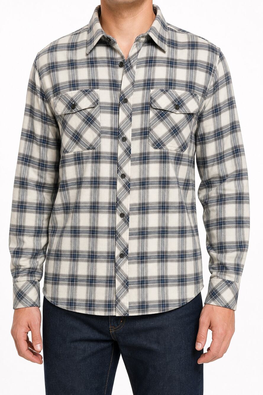 Helix Men's Plaid Western Flap Pockets Button Down Long Sleeve Shirt XXL 2XL
